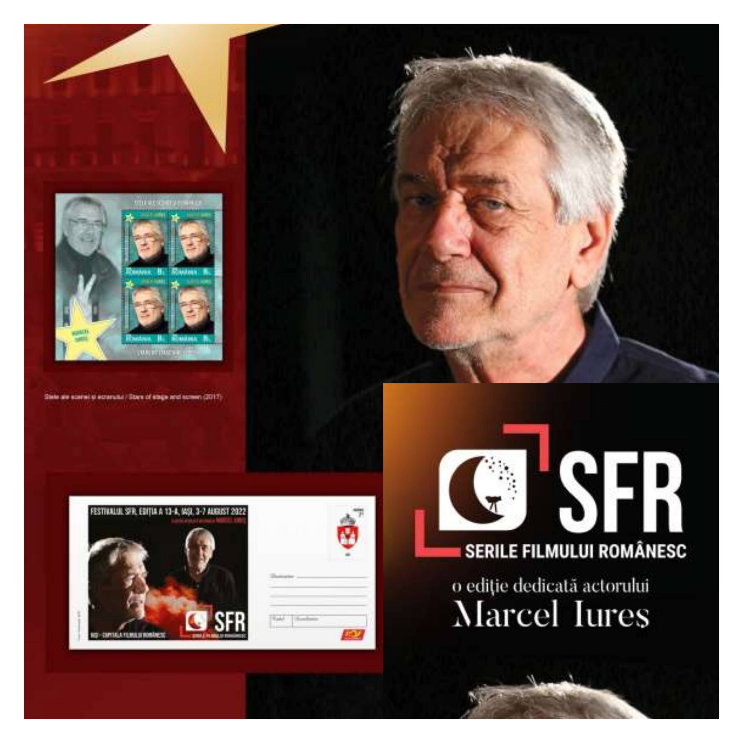 Timbre cu imaginea lui Marcel Iureș, emise de Romfilatelia